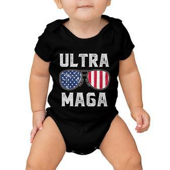 Ultra Maga Sunglasses American Flag Funny Anti Biden Tshirt Baby Onesie - Monsterry AU