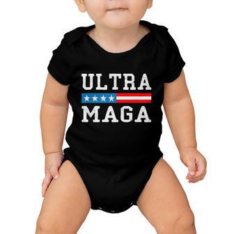 Ultra Mega Patriotic Trump 2024 Republicans American Flag Cute Gift Baby Onesie - Monsterry