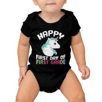 Unicorn First Day Of First Grade Back To School First Day Of School Baby Onesie - Monsterry