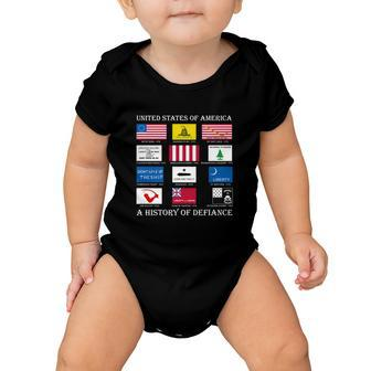 United States Of America History Flags Of Defiance Baby Onesie - Monsterry