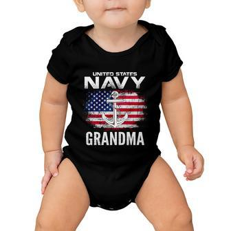 United States Vintage Navy With American Flag Grandma Gift Baby Onesie - Monsterry CA