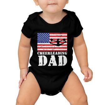 Usa American Distressed Flag Cheerleading Dad Men For Him Great Gift Baby Onesie - Monsterry