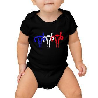 Uterus Shows Middle Finger Feminist Blue Red 4Th Of July Baby Onesie - Monsterry