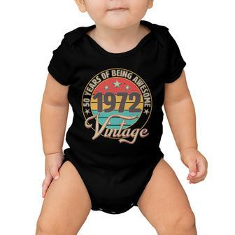 Vintage 1972 Birthday 50 Years Of Being Awesome Emblem Baby Onesie - Monsterry CA