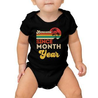 Vintage Awesome Since Customize Month And Year Birthday Graphic Design Printed Casual Daily Basic Baby Onesie