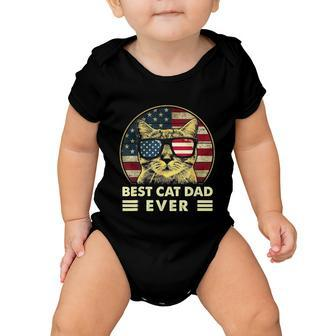 Vintage Best Cat Dad Ever American Flag Us Funny Fathers Day Baby Onesie - Monsterry UK