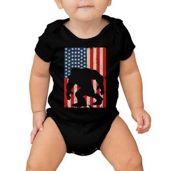 Vintage Bigfoot American Flag Tshirt Baby Onesie - Monsterry