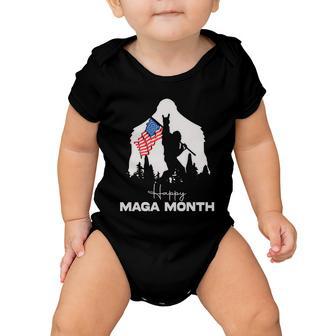 Vintage Old Happy Maga Month Patriotic Big Foot Sasquatch Us Flag Baby Onesie - Monsterry DE