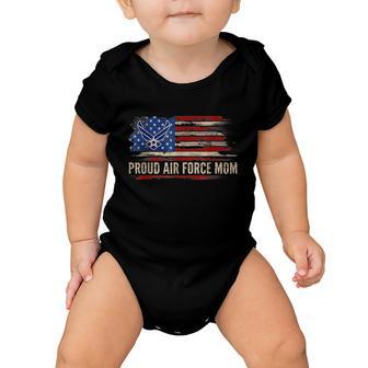 Vintage Proud Air Force Mom American Flag Veteran Gift Baby Onesie - Monsterry AU