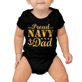 Vintage Proud Navy Dad Tshirt Baby Onesie - Monsterry