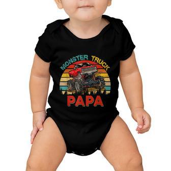 Vintage Retro Monster Truck Papa Driver Lover Fathers Day Baby Onesie - Monsterry