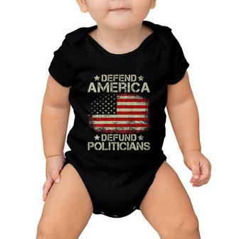 Vintage Usa Flag Defend America Defund Politicians Baby Onesie - Monsterry CA