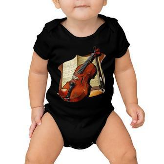 Violin And Sheet Music Baby Onesie - Monsterry