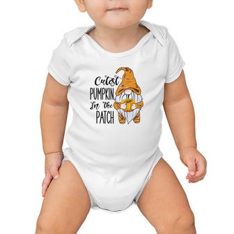 Cutest Pumpkin In The Patch Gnomes Fall Yellow Hat Baby Onesie