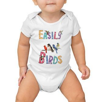 Easily Distracted By Birds Gift Funny Bird Gift Baby Onesie - Monsterry DE