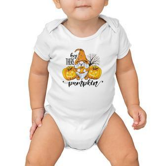 Gnomes Hey There Pumpkin Yellow Hat Fall Baby Onesie