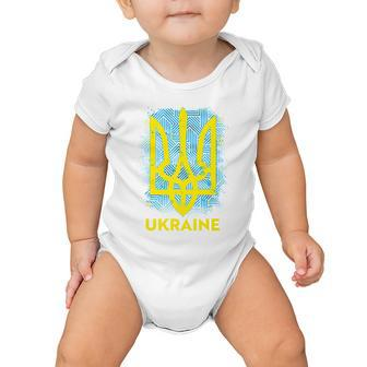 Painted Distressed Pattern Ukraine Coat Of Arms Flag Baby Onesie - Monsterry DE