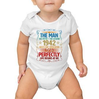 The Man Myth Legend 1942 Aged Perfectly 80Th Birthday Baby Onesie - Monsterry UK