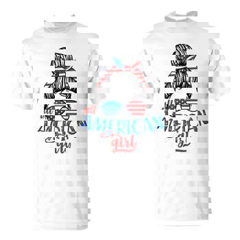 Cute All American Girl Usa Flag Women Cropped T-shirt
