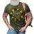 Happy Fall Leaves Cute Autumn Funny Halloween Holiday Women 3D Print Casual Tshirt Army Green