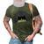Stoned Black Cat Smoking And Peeking Sideways With Cannabis 3D Print Casual Tshirt Army Green