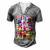 Traveling International Countries Flags World Flags  Men's Henley Button-Down 3D Print T-shirt Grey