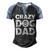 Crazy Dog Dad V2 Men's Henley Shirt Raglan Sleeve 3D Print T-shirt Black Blue