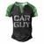 Car Guy Distressed Men's Henley Shirt Raglan Sleeve 3D Print T-shirt Black Green