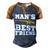 Mans Best Friend V2 Men's Henley Shirt Raglan Sleeve 3D Print T-shirt Blue Brown