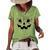 Jack O Lantern Pumpkin Halloween Costume Leopard Glasses Women's Loose T-shirt Green