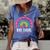 100 Days Smarter 100 Days Of School Rainbow Teachers Kids  Women's Short Sleeve Loose T-shirt Blue