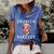 Funny Anti Biden Drunken Marxist Joe Biden Women's Short Sleeve Loose T-shirt Blue