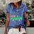 Lucky Flamingo Riding Green Truck Shamrock St Patricks Day Graphic Design Printed Casual Daily Basic Women's Short Sleeve Loose T-shirt Blue