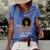 This Queen Was Born In July Birthday For Girl Melanin Women's Short Sleeve Loose T-shirt Blue