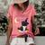 Cute Witch Cat Funny Halloween Kitty Cat Costume Witch Hat Women's Short Sleeve Loose T-shirt Watermelon