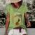 Womens Funny Libra Girl Zodiac Birthday Pride Melanin Afro Queen Women's Short Sleeve Loose T-shirt Green