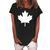 Canadian Flag Women Men Kids Maple Leaf Canada Day Women's Loosen Crew Neck Short Sleeve T-Shirt Black