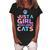 Just A Girl Who Loves Cats Cute Cat Lover Women's Loosen Crew Neck Short Sleeve T-Shirt Black