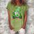 Irish Gnome Drink Beer Lucky Shamrock Gnome St Patricks Day  Women's Loosen Crew Neck Short Sleeve T-Shirt Green