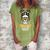 Spooky Halloween Girl Skull Messy Bun Leopard Costume Women's Loosen Crew Neck Short Sleeve T-Shirt Green