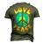 Peace Sign Love 60S 70S Tie Dye Hippie Halloween Costume V9 Men's 3D T-shirt Back Print Army Green