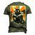 Retro Halloween Black Cat Witch Book Cat Lover Men's 3D T-shirt Back Print Army Green