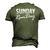 Running With Saying Sunday Runday Men's 3D T-Shirt Back Print Army Green