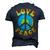 Peace Sign Love 60S 70S Tie Dye Hippie Halloween Costume V9 Men's 3D T-shirt Back Print Navy Blue