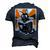 Retro Halloween Black Cat Witch Book Cat Lover Men's 3D T-shirt Back Print Navy Blue