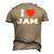 I Love Jam I Heart Jam Men's 3D T-Shirt Back Print Khaki