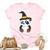 Panda Witch Halloween Bear China Animal Outfit Costume Kids Unisex Crewneck Soft Tee Light Pink