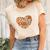 Fall Heart Pumpkins Flowers Women's Short Sleeve T-shirt Unisex Crewneck Soft Tee Natural