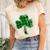 Green Buffalo Plaid Shamrock Lucky St Patricks Day Womens  Women's Short Sleeve T-shirt Unisex Crewneck Soft Tee Natural