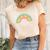 Hippie Rainbow Make Art Not War Custom Women's Short Sleeve T-shirt Unisex Crewneck Soft Tee Natural